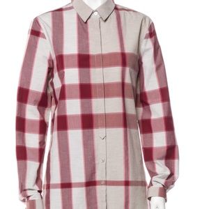 Burberry Brit Plaid Print Top Pink & Beige Size Large